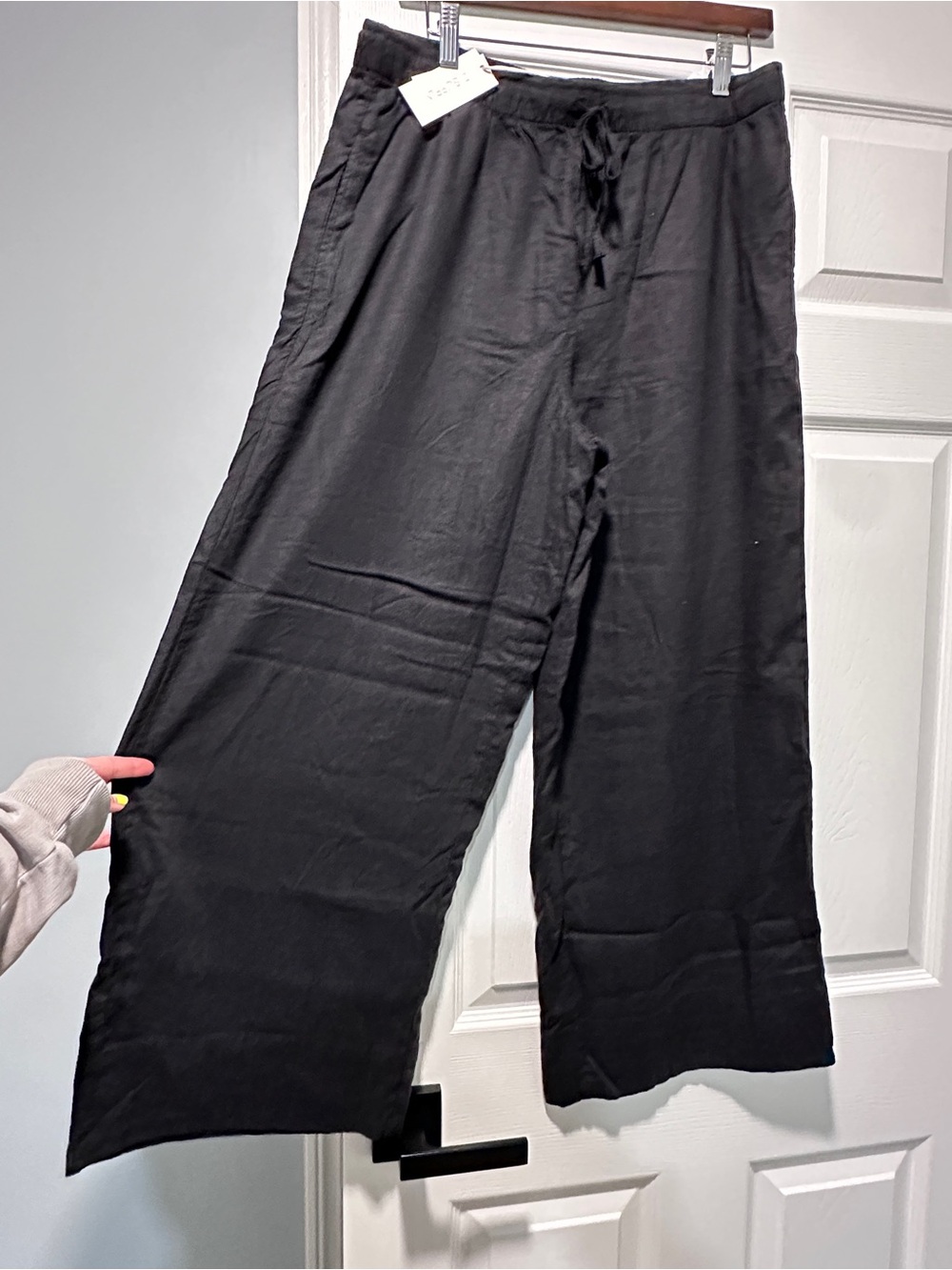 Z Gallerie Black Wide-Leg Drawstring Pants